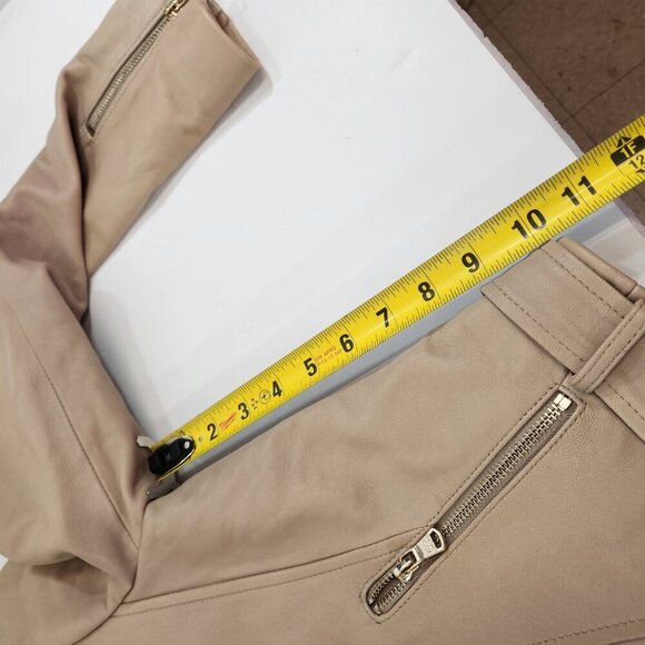 Calvin Klein Women's Moto Tan Genuine Leather Jacket Size Small - Picture 13 of 15